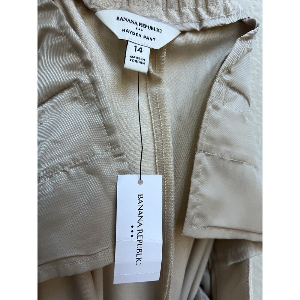 NWT Banana Republic Hayden Pant Women Sz 14 Cream High Rise Tapered Office Work - Picture 5 of 7
